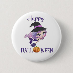 Macaron Rond 5 Cm Happy Halloween bouton Fille Éffrayant sirène bout