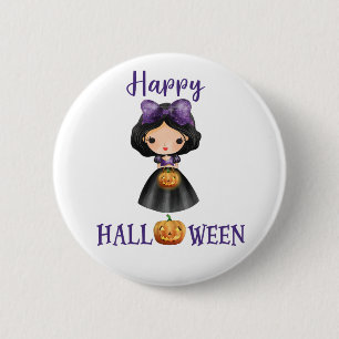 Macaron Rond 5 Cm Happy Halloween bouton Fille princesse Éffrayante 
