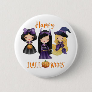 Macaron Rond 5 Cm Happy Halloween bouton Fille princesse Éffrayante 