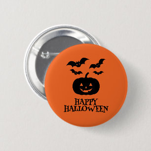 Macaron Rond 5 Cm Happy Halloween Citrouille Bat Minimal