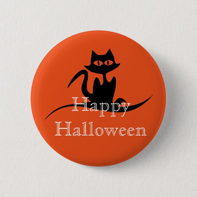 Macaron Rond 5 Cm Happy Halloween effrayant chat (Devant)