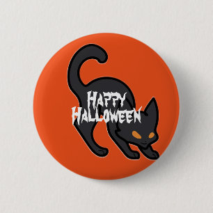 Macaron Rond 5 Cm Happy Halloween effrayant chat