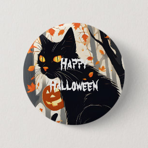 Macaron Rond 5 Cm Happy Halloween effrayant chat