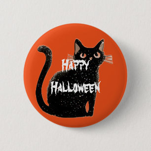 Macaron Rond 5 Cm Happy Halloween effrayant chat