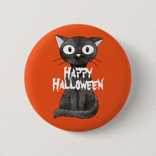 Macaron Rond 5 Cm Happy Halloween effrayant chat