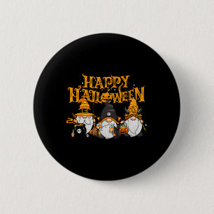 Macaron Rond 5 Cm Happy Halloween Gnomes Automne Citrouille automne