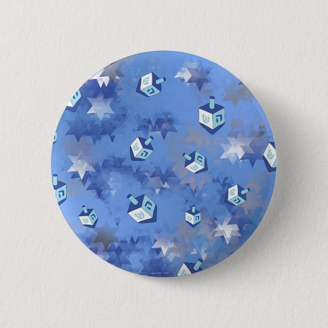Macaron Rond 5 Cm Happy Hanoukka Falling Stars and Dreidels (Devant)