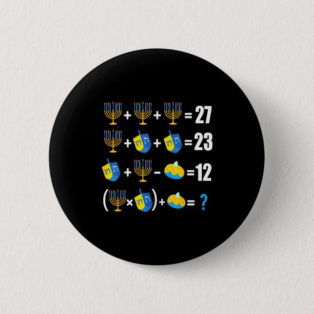 Macaron Rond 5 Cm Happy Hanukkah Menorah Dreidel Doughnut Math Teach (Devant)