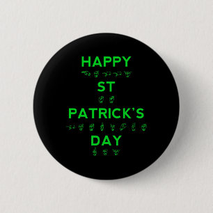 Macaron Rond 5 Cm Happy Jour de la Saint Patrick Fierté Sourde Langu