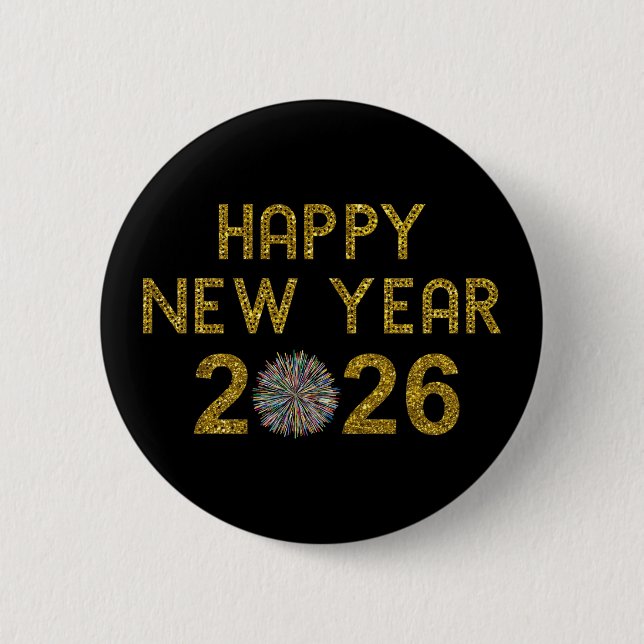Macaron Rond 5 Cm Happy New Year 2026 (Devant)
