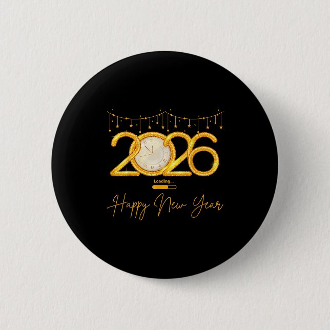 Macaron Rond 5 Cm Happy New Year 2026  (Devant)