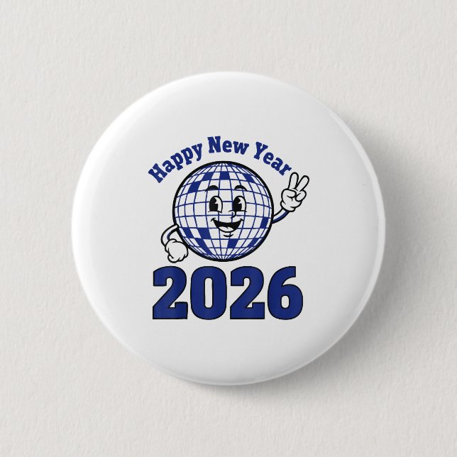 Macaron Rond 5 Cm Happy New Year 2026 Celebration Design  (Devant)