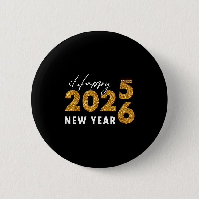 Macaron Rond 5 Cm Happy New Year 2026 Goodbye 2025 Hello 2026  (Devant)