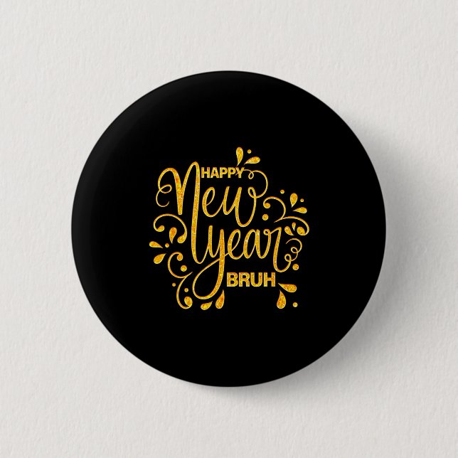 Macaron Rond 5 Cm Happy New Year Bruh Nye Celebration Party Matching (Devant)
