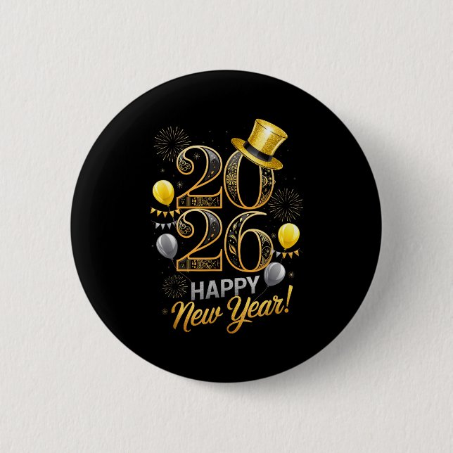 Macaron Rond 5 Cm Happy New Year Party 2026 Family Matching Balloon  (Devant)