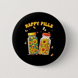 Macaron Rond 5 Cm Happy Pills Medicine Sunflower Mental Health Aware