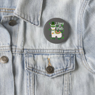 Macaron Rond 5 Cm Happy St. Patrick's Day LIama button