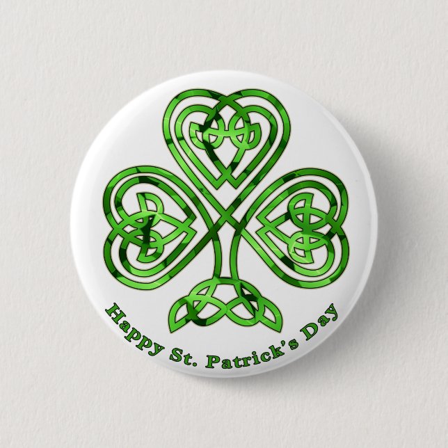 Macaron Rond 5 Cm Happy St. Patrick's Day Trinity Clover (Devant)