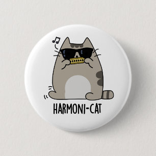 Macaron Rond 5 Cm Hari-cat Funny Harmonica Cat Pun