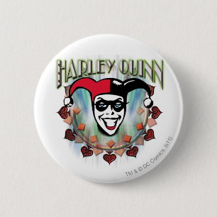 Macaron Rond 5 Cm Harley Quinn - Face and Logo