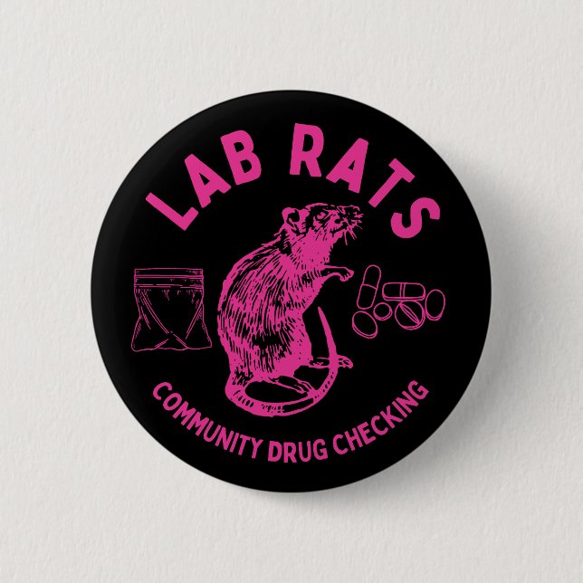 Macaron Rond 5 Cm Harm Reduction Sisters Lab Rats Logo (Devant)
