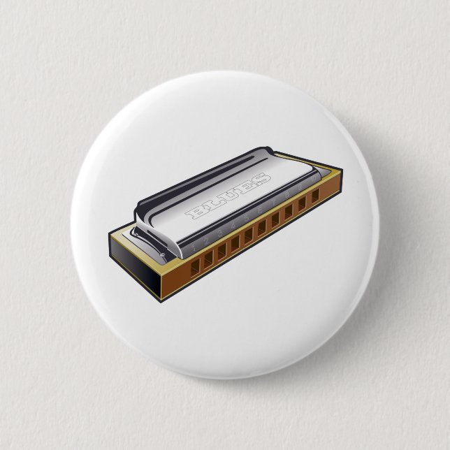 Macaron Rond 5 Cm Harmonica de bleus - bouton (Devant)