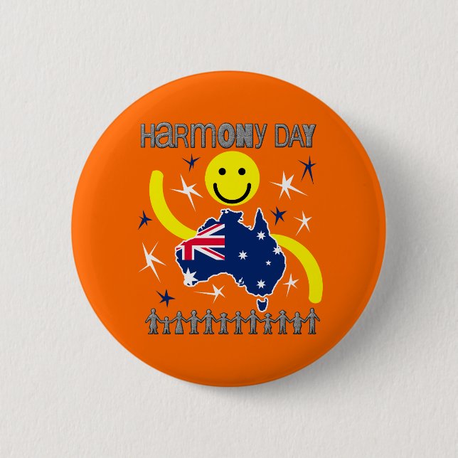 Macaron Rond 5 Cm Harmony Day Australie (Devant)