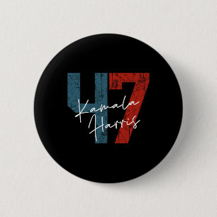 Macaron Rond 5 Cm Harris 2024 47th President Save Democracy Us Flag