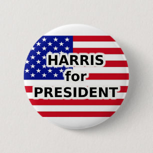 Macaron Rond 5 Cm HARRIS pour PRÉSIDENT - Drapeau américain