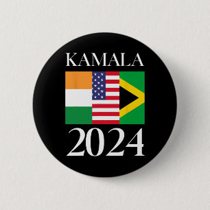 Macaron Rond 5 Cm Harris Vote 2024 Drapeau de l'Inde et de la Jamaïq