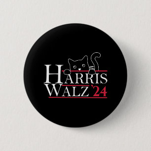 Macaron Rond 5 Cm Harris Waltz 2024 Drôle Chat Lady Kamala Harris Ti