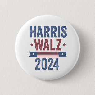 Macaron Rond 5 Cm Harris Walz 2024 Election Kamala Tim Waltz America
