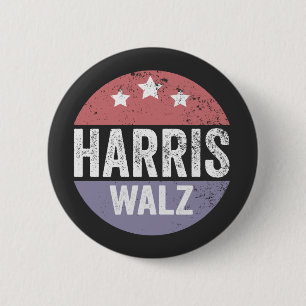 Macaron Rond 5 Cm Harris Walz 2024 Election Kamala Tim Waltz America