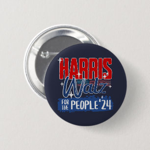 Macaron Rond 5 Cm Harris Walz 2024 Pour le Peuple Élection Démocrate