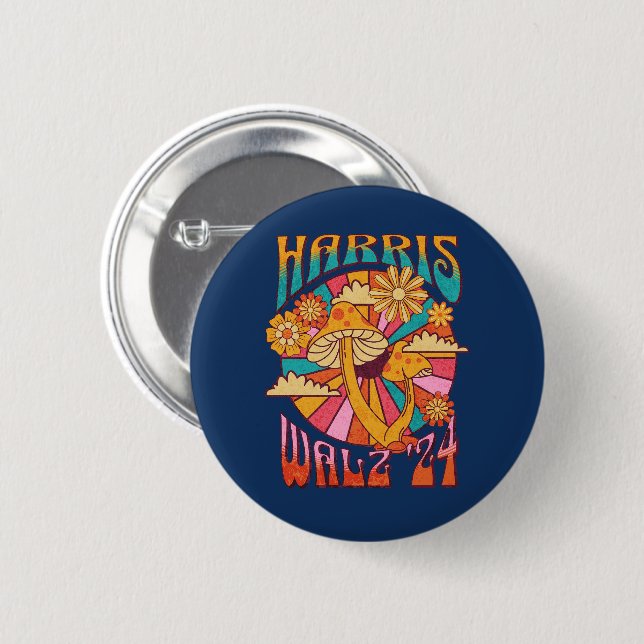 Macaron Rond 5 Cm Harris Walz 2024 pour Président (Devant & derrière)