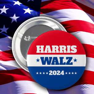 Macaron Rond 5 Cm Harris Walz Campagne Tim Walz 2024 bleu rouge