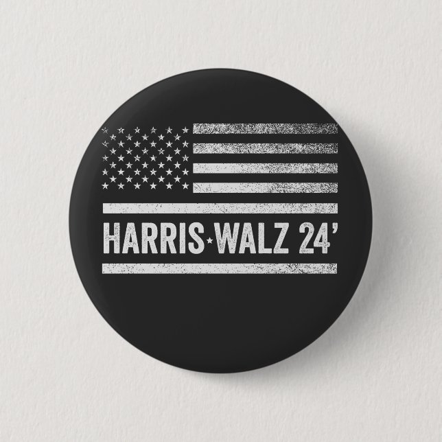 Macaron Rond 5 Cm Harris Walz Élection 2024 Kamala Tim Waltz (Devant)