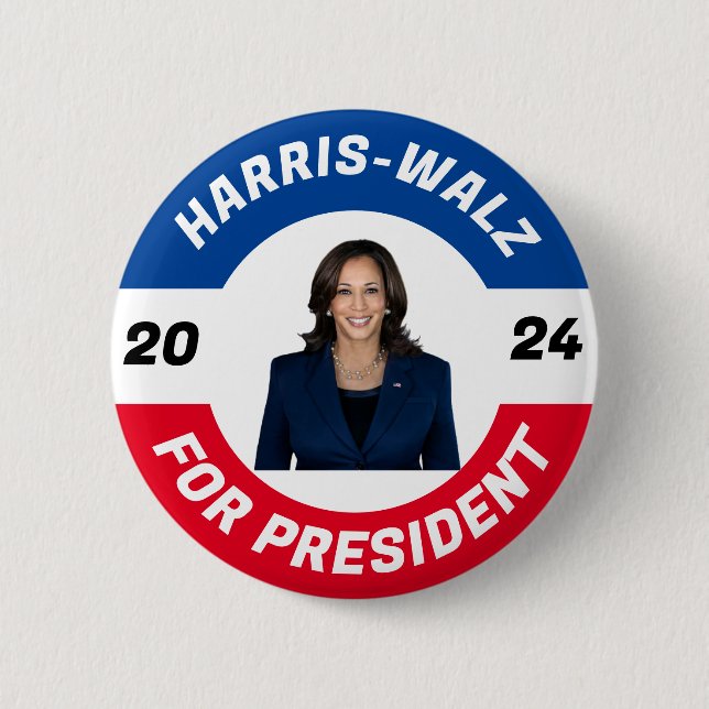 Macaron Rond 5 Cm Harris Walz pour président 2024 (Devant)