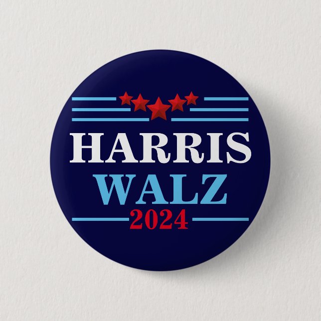Macaron Rond 5 Cm Harris Walz Président 2024 - Tim Walz (Devant)