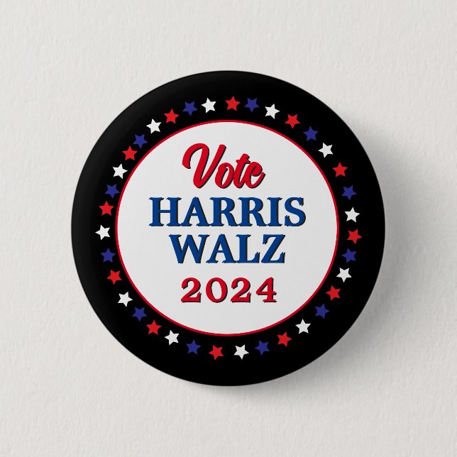 Macaron Rond 5 Cm Harris Walz Vote 2024 Democrat Election (Devant)
