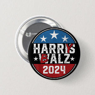 Macaron Rond 5 Cm Harry Balz 2024, Drôle Politique 2024, Harris Walz