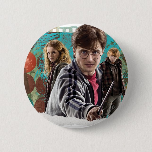 Macaron Rond 5 Cm Harry, Hermione et Ron 1 (Devant)