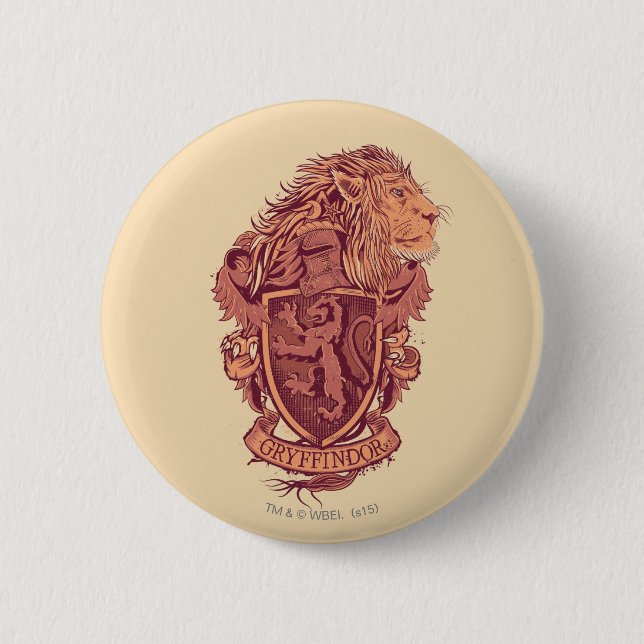 Macaron Rond 5 Cm Harry Potter | Gryffindor Lion Crest (Devant)