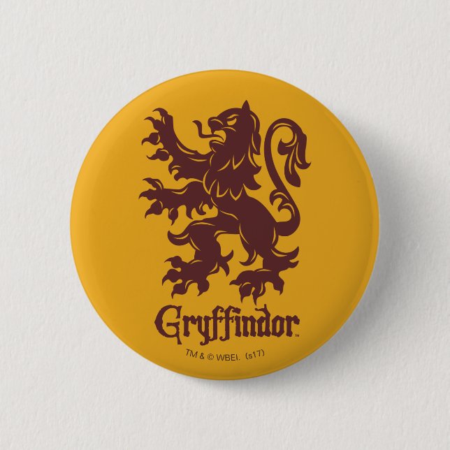 Macaron Rond 5 Cm Harry Potter | Gryffindor Lion Graphique (Devant)