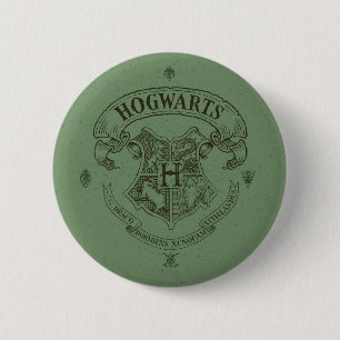 Macaron Rond 5 Cm Harry Potter   Hogwarts Banner Crest