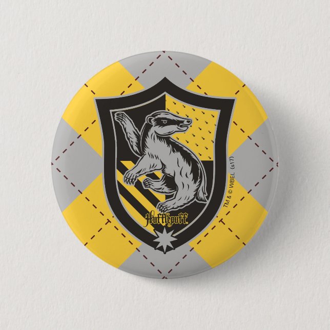 Macaron Rond 5 Cm Harry Potter | Hufflepuff House Pride Crest (Devant)