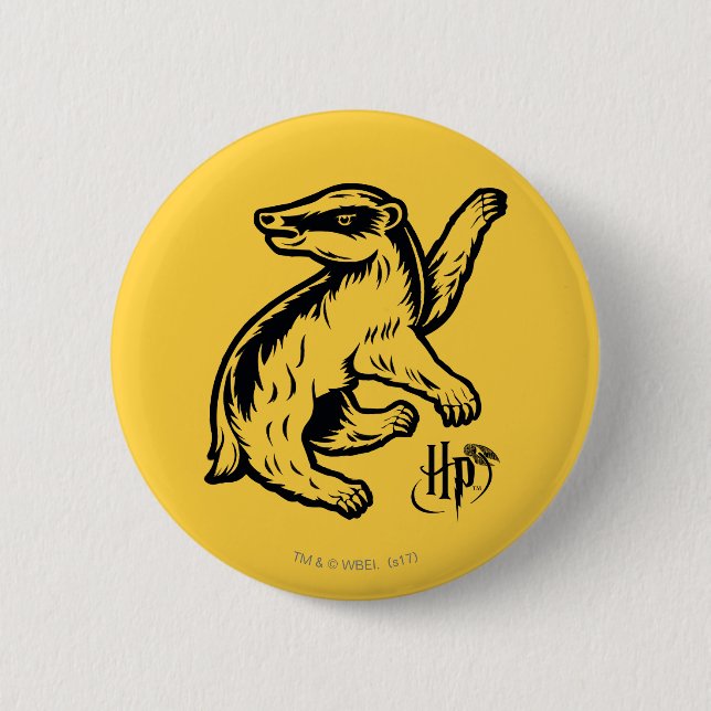 Macaron Rond 5 Cm Harry Potter | Icône Badger Hufflepuff (Devant)
