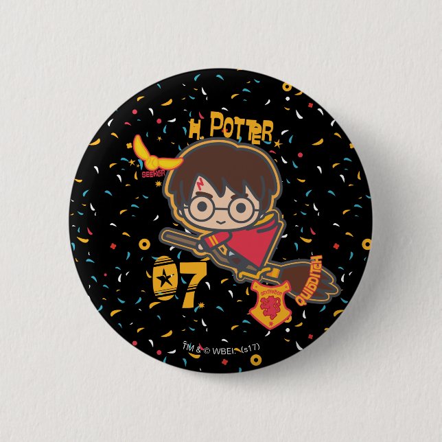 Macaron Rond 5 Cm Harry Potter Quidditch chercheur de dessin animé (Devant)