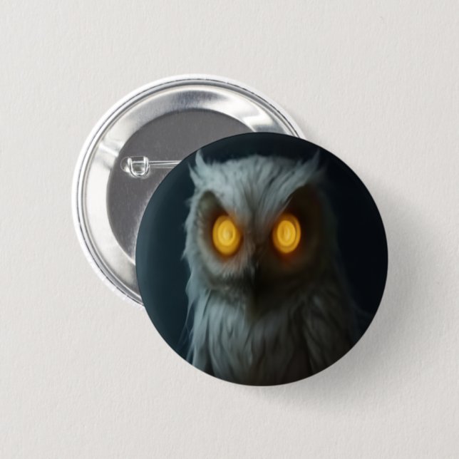 Macaron Rond 5 Cm Haunted Owl Button (Devant & derrière)