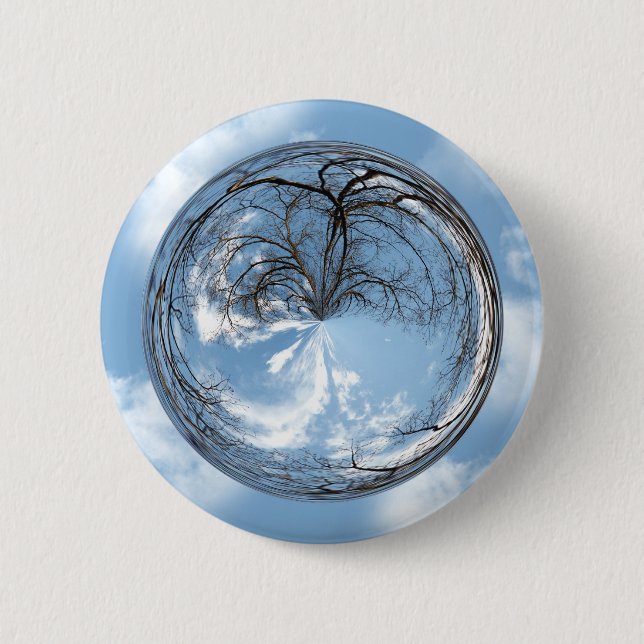Macaron Rond 5 Cm Hauteurs du Ciel avec arbre, nuages, ciel, bulle (Devant)